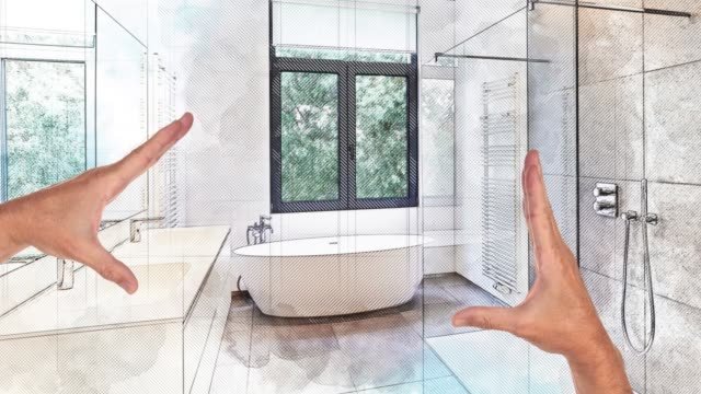 A rendering of an updated bathroom